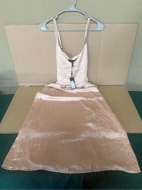 BCBGMaxAzria Blush Pink Satin Maxi Dress